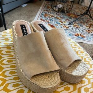 Aqua Jacy Women Leather Slip on Espadrilles
